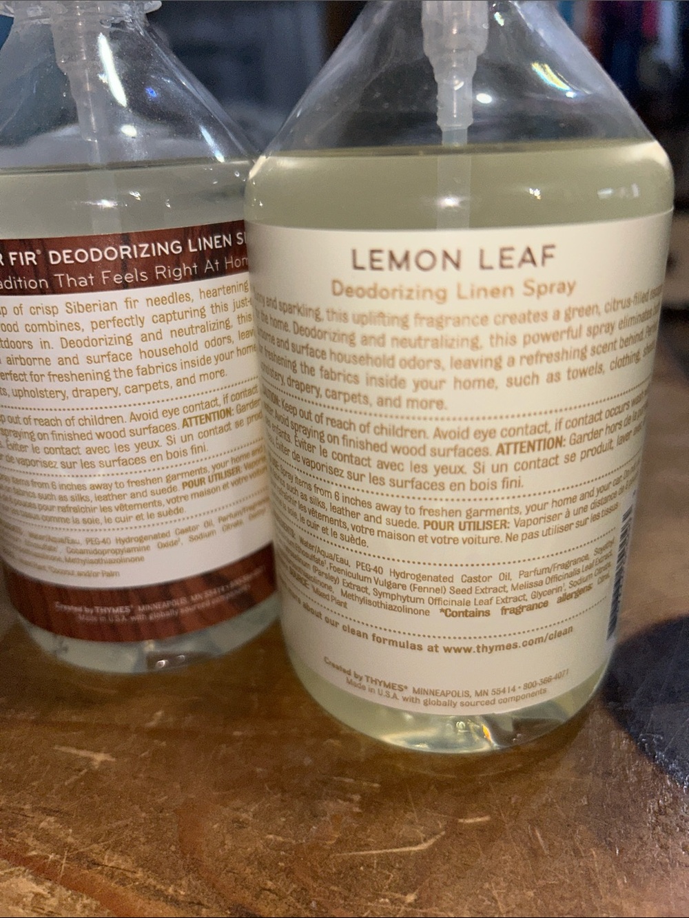 Thymes Frasier Fir & Lemon Leaf Deodorizing Linen Spray Set 9 oz Each - Picture 5 of 7